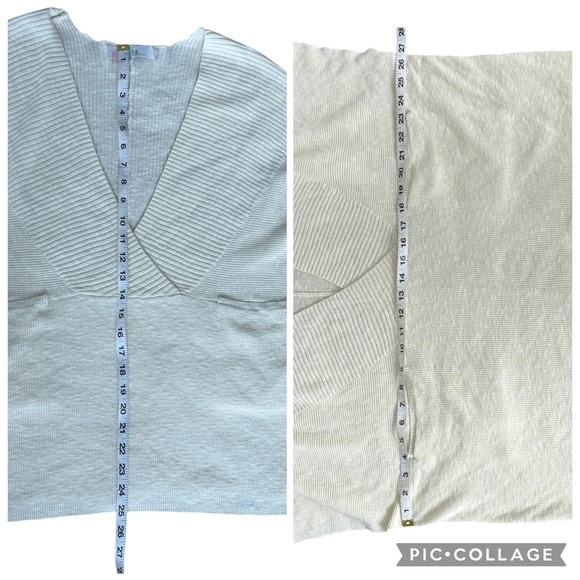 Free People Beach Jaclyn Sweater Top Oversized Casual Deep Neckline Cream Medium - Picture 7 of 9